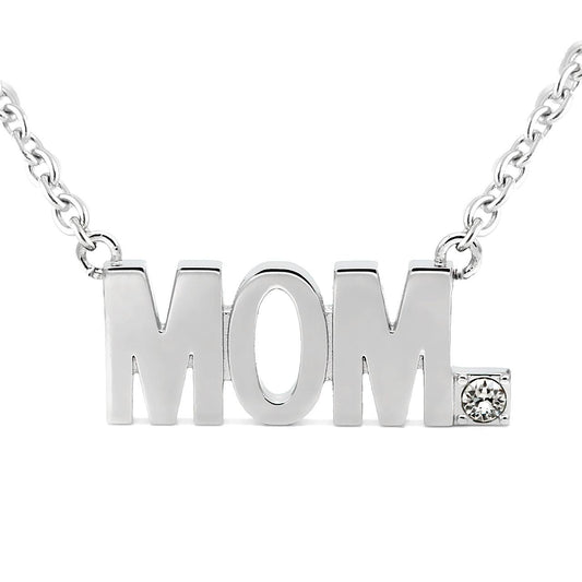 MOM Pendant Block Letter Necklace with Swarovski crystal