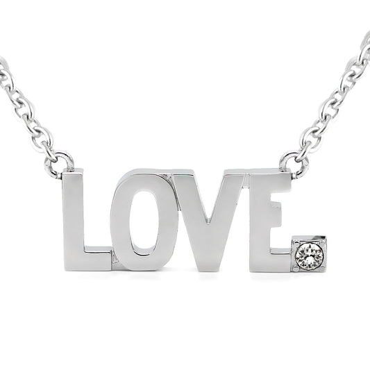 LOVE Pendant Block Letter Necklace with Swarovski Crystal