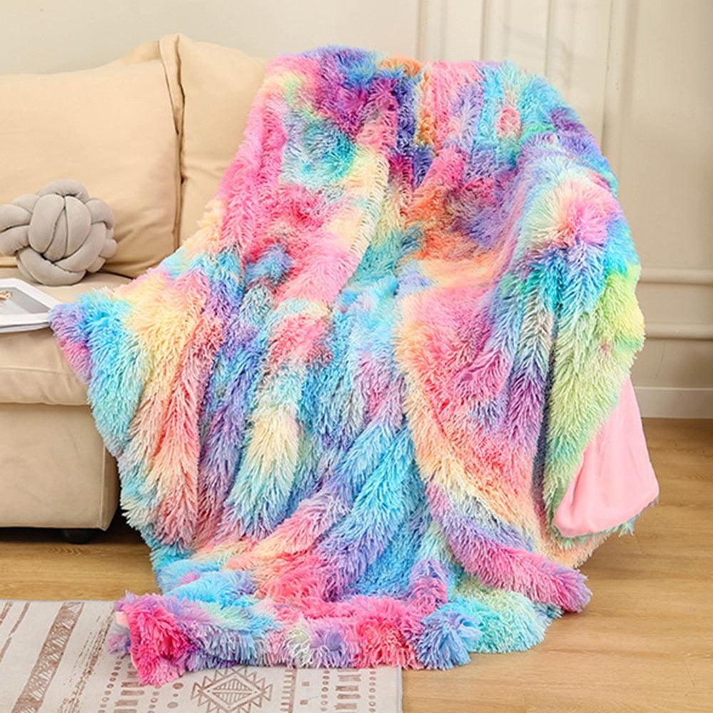 Super Soft Long Faux Fur Coral Fleece Blanket Warm Plush Cozy