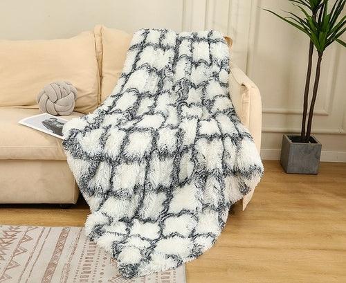 Super Soft Long Faux Fur Coral Fleece Blanket Warm Plush Cozy