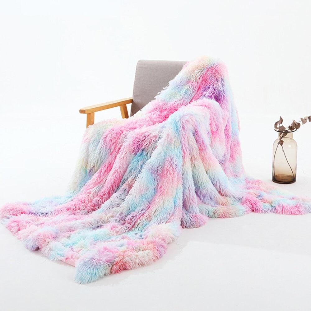 Super Soft Long Faux Fur Coral Fleece Blanket Warm Plush Cozy