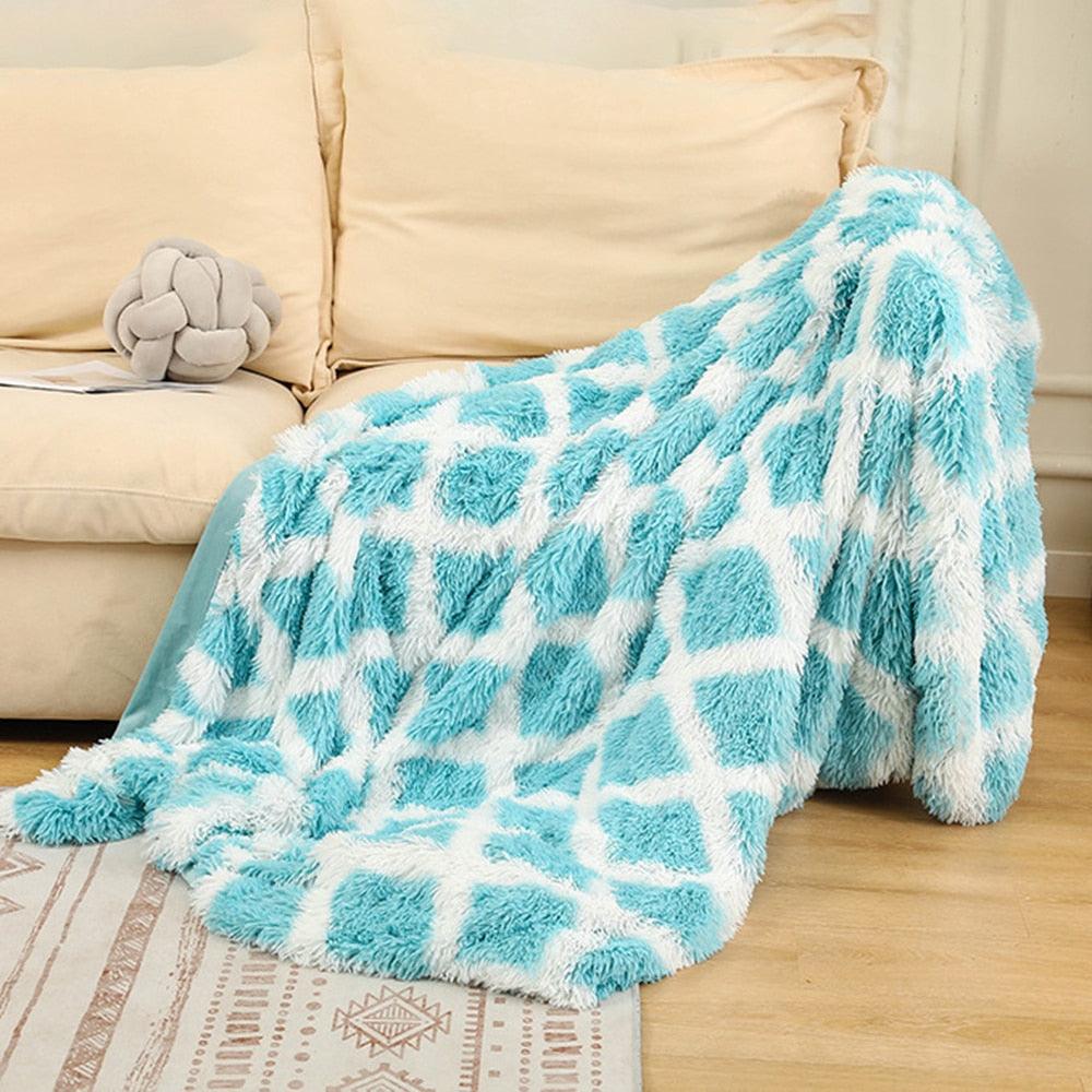 Super Soft Long Faux Fur Coral Fleece Blanket Warm Plush Cozy