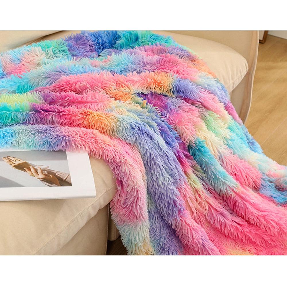 Super Soft Long Faux Fur Coral Fleece Blanket Warm Plush Cozy