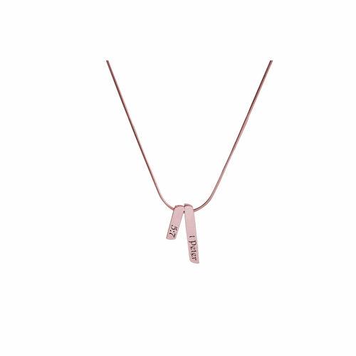 Double Bar Bible Verse Necklace By Pink Box