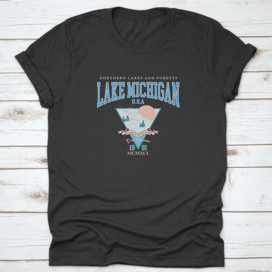 Retro College Varsity Font Typography Lake Michigan State Slogan