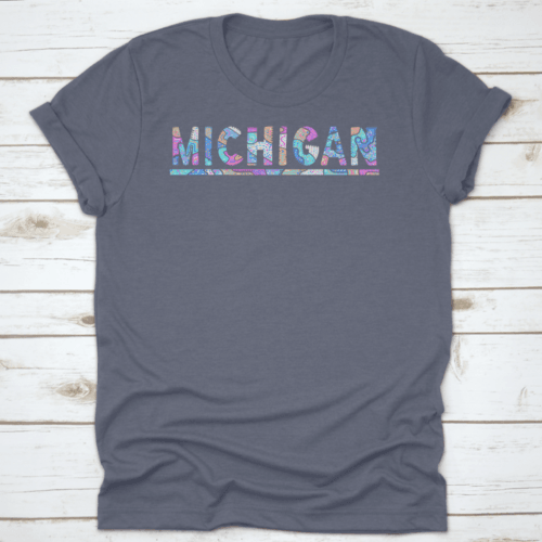 Michigan. Multicolor Doodle Isolate Contrast Inscription. Patterned