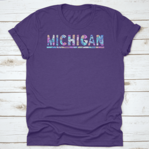 Michigan. Multicolor Doodle Isolate Contrast Inscription. Patterned