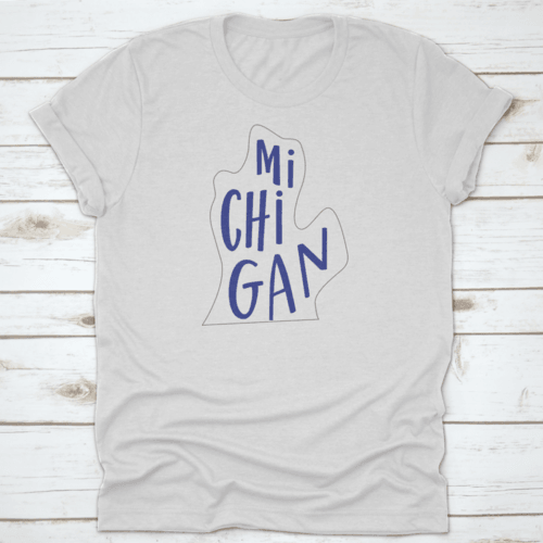 Michigan State Outline And Hand-Lettering Art Tourism Souvenir Round