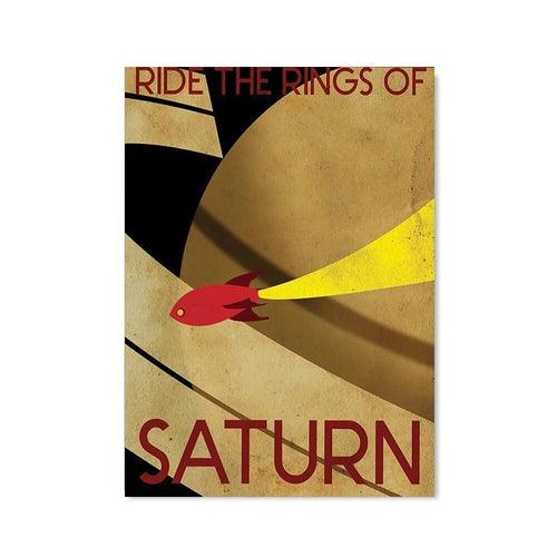 Mid Century Space Travel Vintage Retro Posters Universal Planet Mars