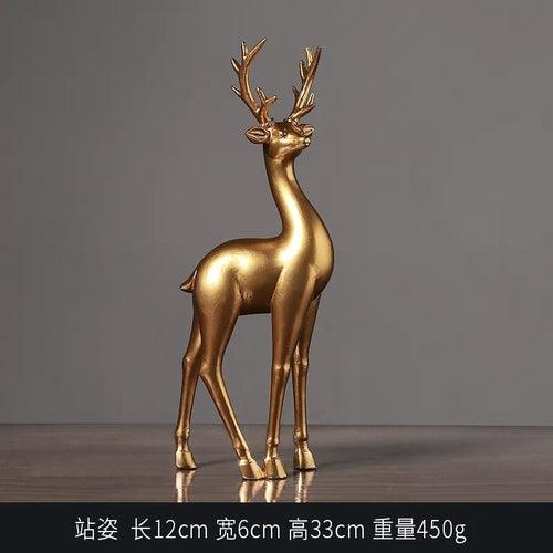 Luxury Golden Elk Figurine Creative Resin Animal Statue Crafts Decor