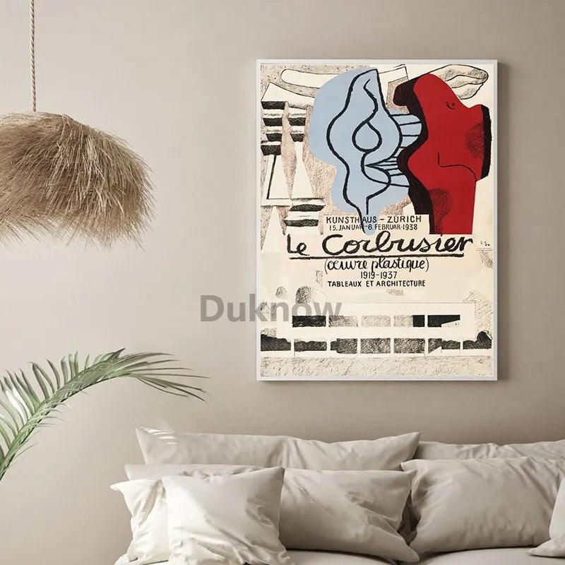 Le Corbusier Exhibition Poster 1954 French Art Museum Print Cubism