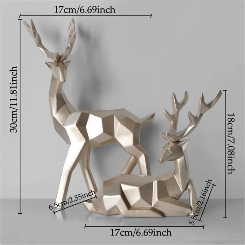 Resin Deer Statue Home Decor Figurines Reindeer Sculpture White Deers