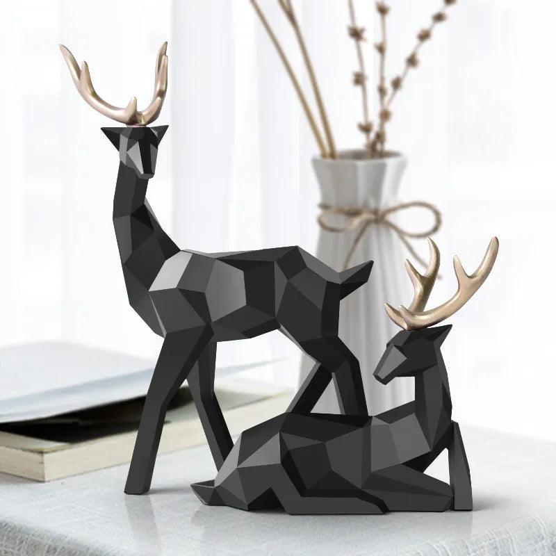 Resin Deer Statue Home Decor Figurines Reindeer Sculpture White Deers