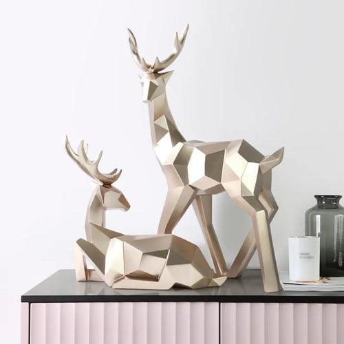 Resin Deer Statue Home Decor Figurines Reindeer Sculpture White Deers