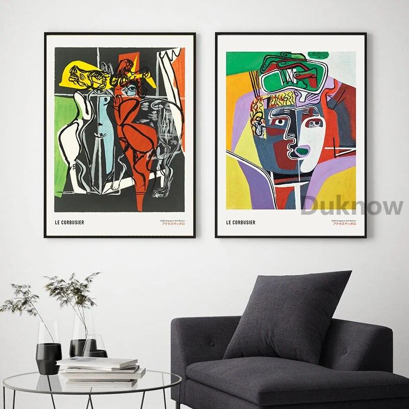 Le Corbusier Exhibition Poster 1954 French Art Museum Print Cubism