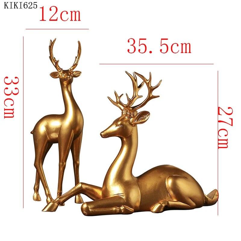 Luxury Golden Elk Figurine Creative Resin Animal Statue Crafts Decor