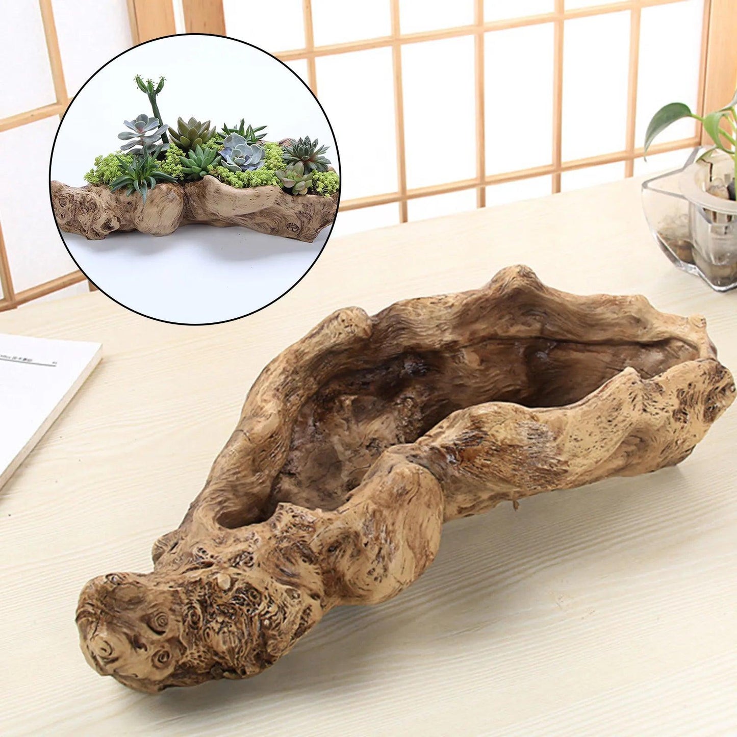 Resin Tree Shaped Succulent Planter Desk Flower Pot Landscape Ornament