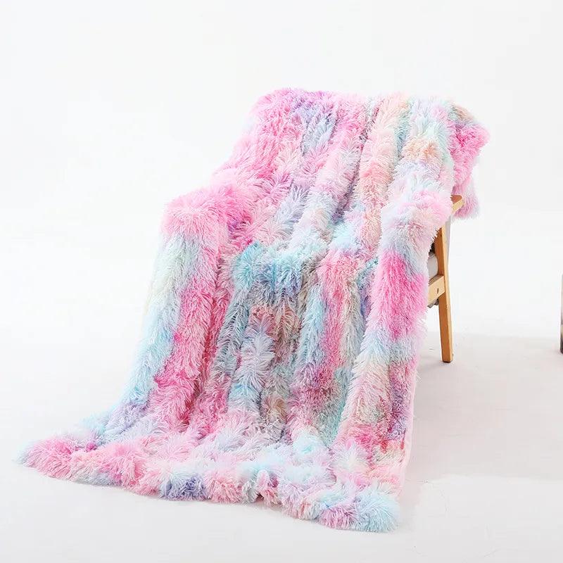 HOLAROOM Rainbow Coral Fleece Blanket Super Soft Plush Blankets