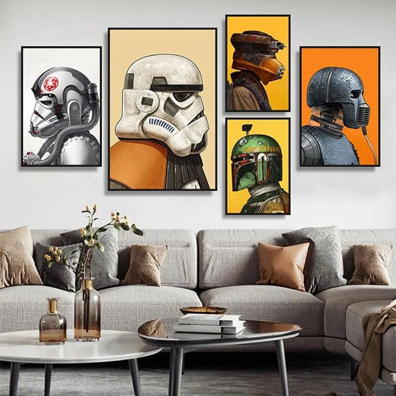 Star Wars Movie Canvas Art Paintings Poster and Print Black Warrior