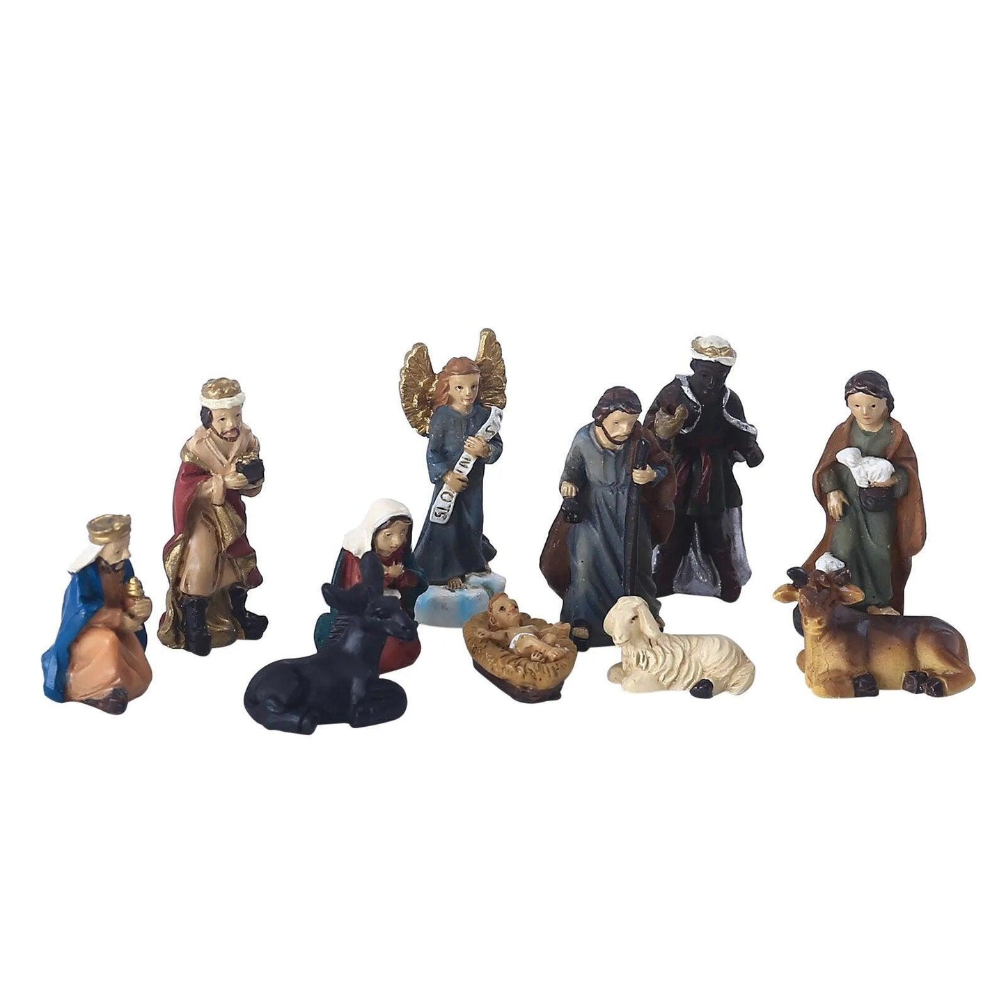 Nativity Scene Set Baby Jesus Christmas Figurines Hand Painted Table