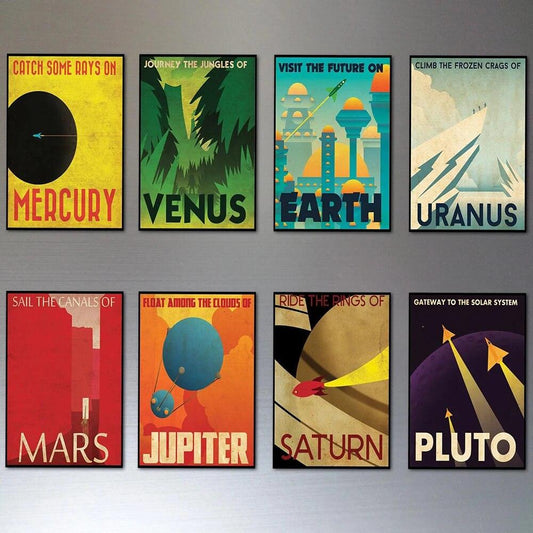 Mid Century Space Travel Vintage Retro Posters Universal Planet Mars