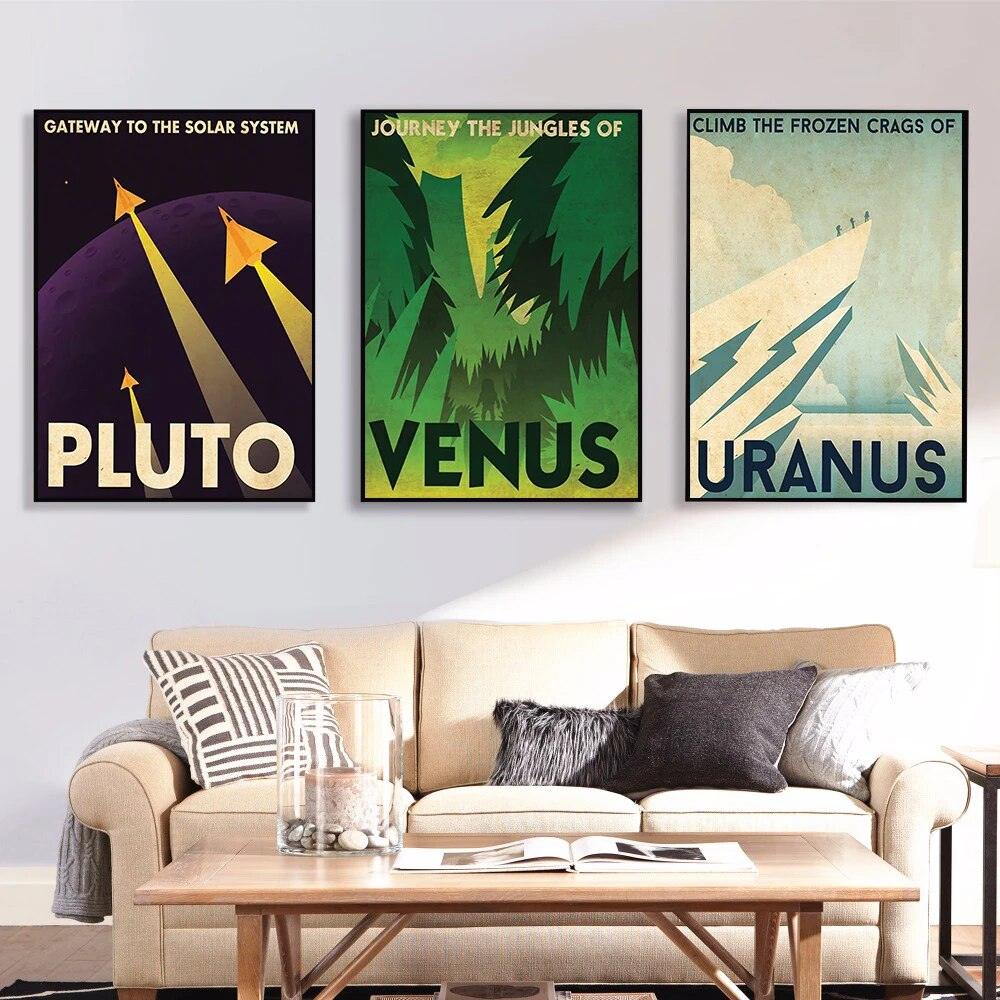 Mid Century Space Travel Vintage Retro Posters Universal Planet Mars