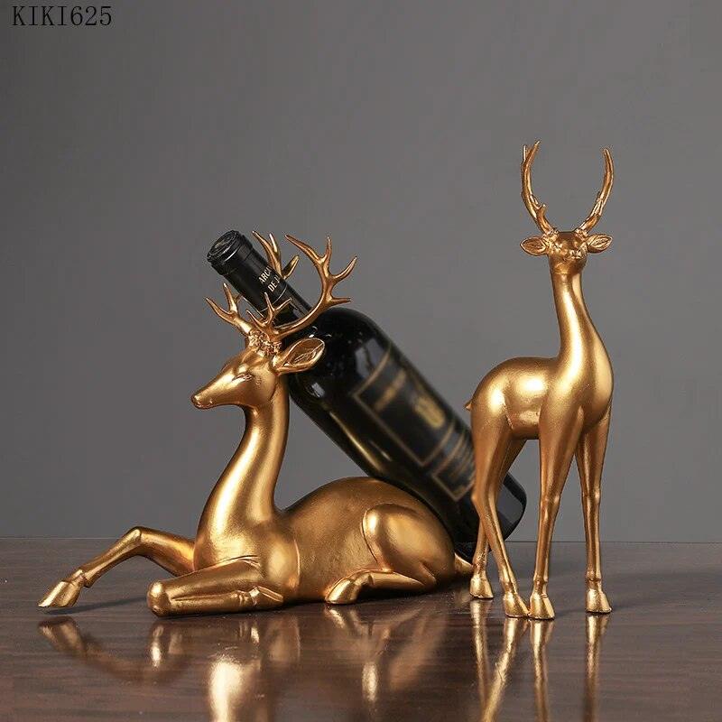 Luxury Golden Elk Figurine Creative Resin Animal Statue Crafts Decor