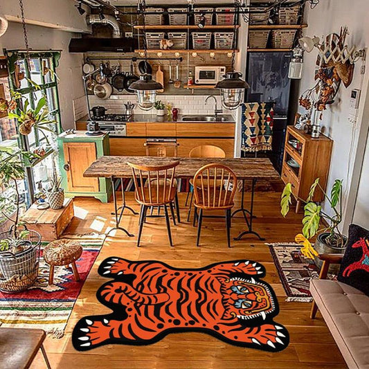 Living Room Carpet Funny Cartoon Tiger Children Bedroom Bedside Rug