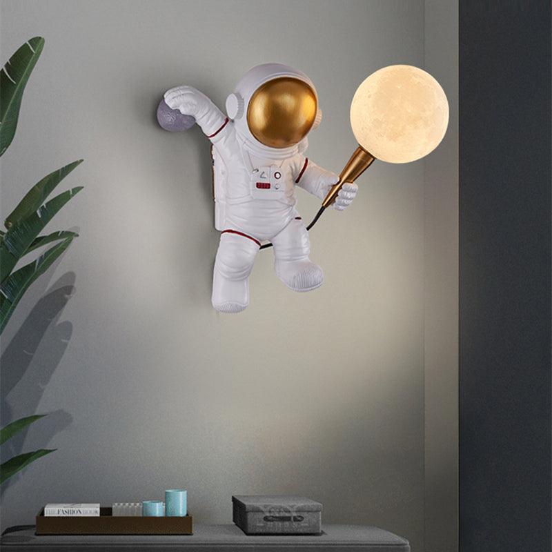 Nordic Led Personality Astronaut Moon Children's Room Wall Lamp