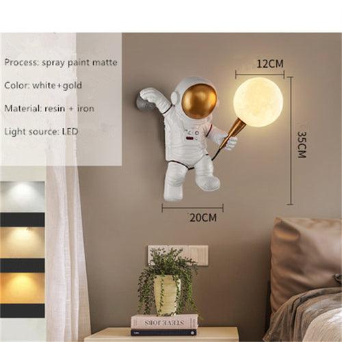 Nordic Led Personality Astronaut Moon Children's Room Wall Lamp