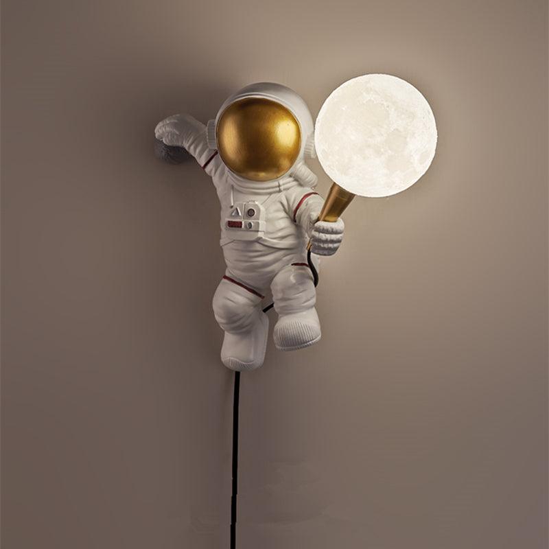 Nordic Led Personality Astronaut Moon Children's Room Wall Lamp