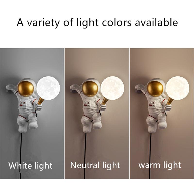 Nordic Led Personality Astronaut Moon Children's Room Wall Lamp