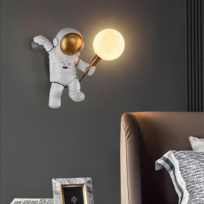 Nordic Led Personality Astronaut Moon Children's Room Wall Lamp