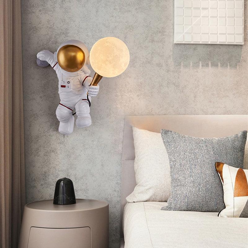 Nordic Led Personality Astronaut Moon Children's Room Wall Lamp