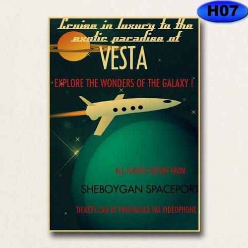 Outer Space Visions of The Future Travel Collection Posters Vintage