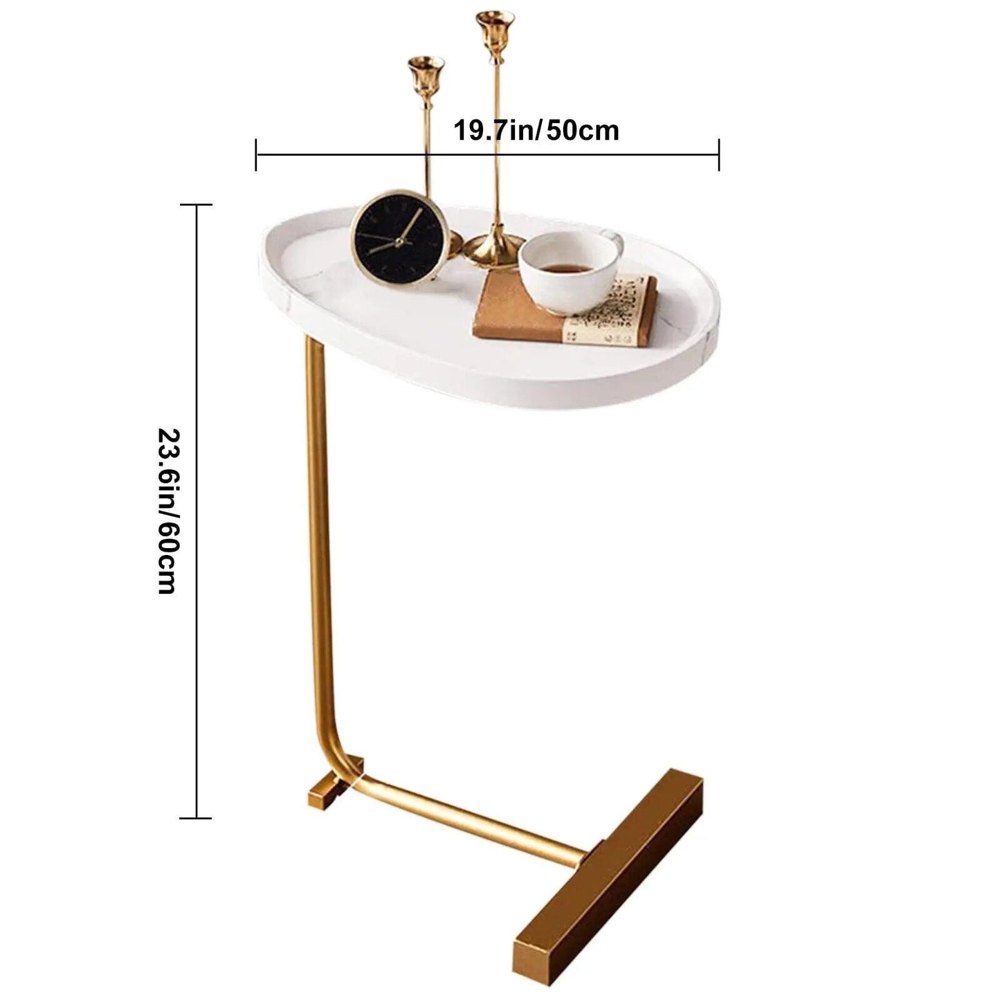 C-Shaped Sofa Side Table Multipurpose End Table with Wood MDF Top - MaxwellVerBeek.com