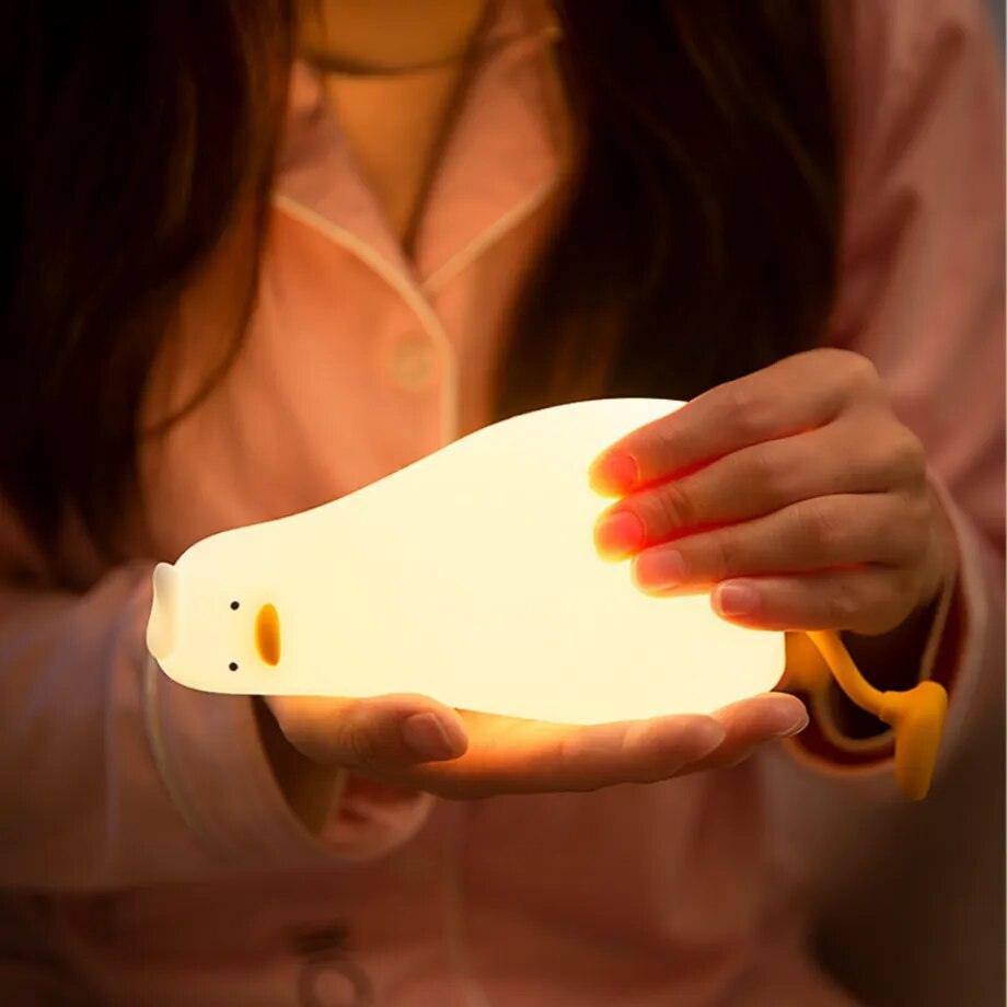 LED Children Night Light Rechargeable Silicone Squishy Duck Lamp Child