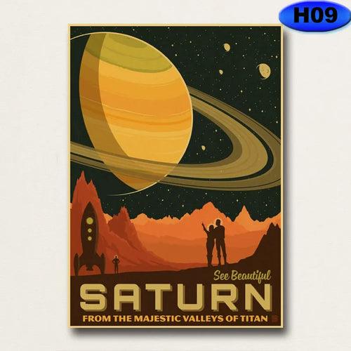 Outer Space Visions of The Future Travel Collection Posters Vintage