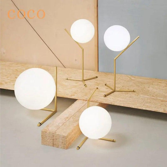 Modern Glass Ball Table Lamp Side Table Light E27 Loft for Bedroom Bed