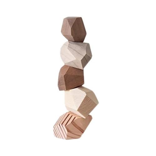 Solid Wood Stone Shape Fun Art Ornaments Nordic Style Puzzle