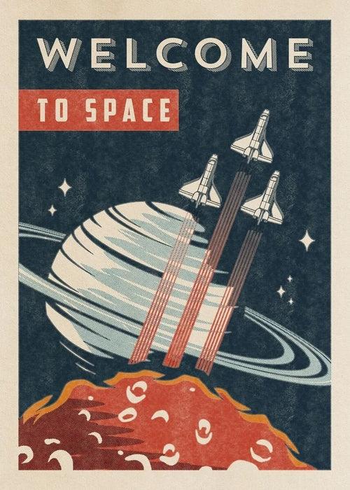 Vintage Space Retro Alien Posters Abstract Solar System Canvas