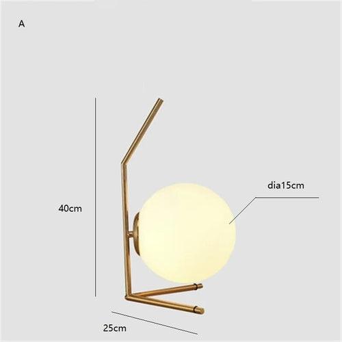 Modern Glass Ball Table Lamp Side Table Light E27 Loft for Bedroom Bed