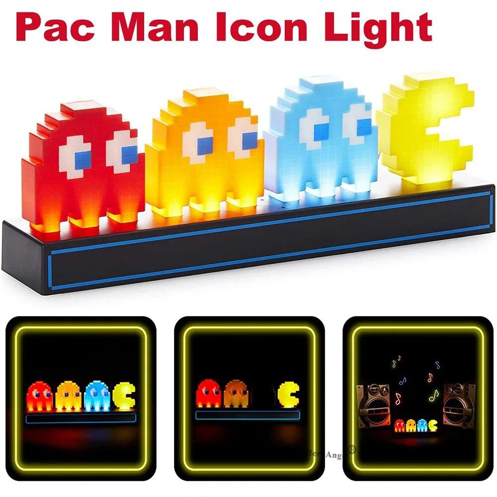 Voice Control 3D Night Lights Colorful Pac Man Pixel Game Icon Lamp