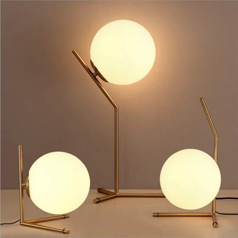 Modern Glass Ball Table Lamp Side Table Light E27 Loft for Bedroom Bed