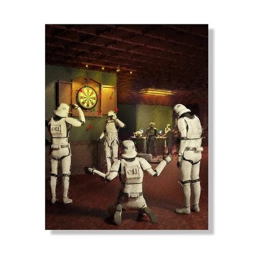 Star Wars MAN CAVE Art Print Storm Trooper Darts Oil Painting Poster