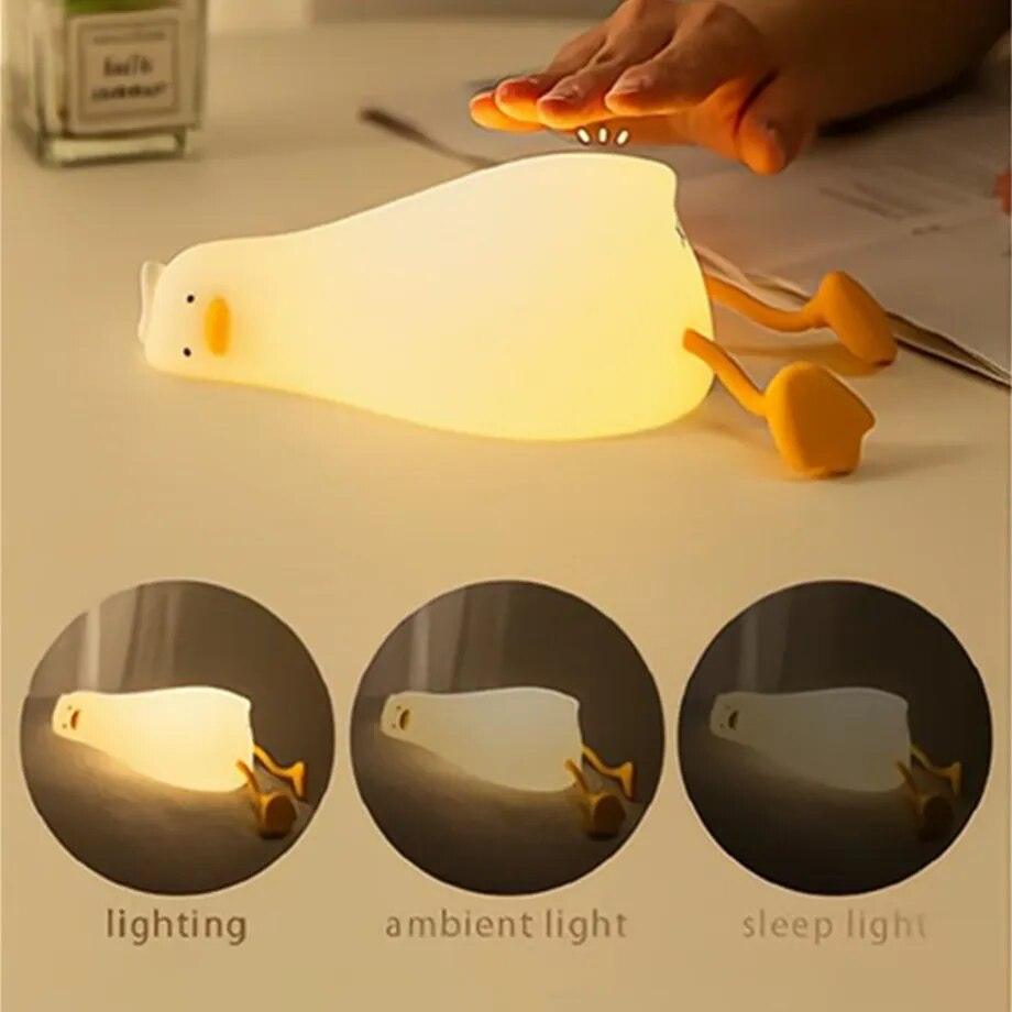 LED Children Night Light Rechargeable Silicone Squishy Duck Lamp Child