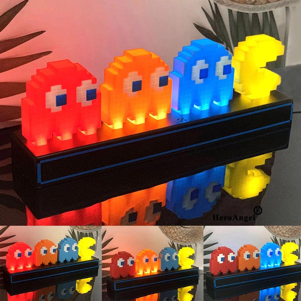 Voice Control 3D Night Lights Colorful Pac Man Pixel Game Icon Lamp