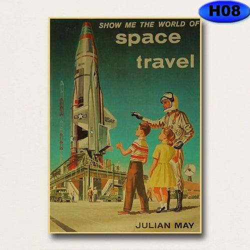 Outer Space Visions of The Future Travel Collection Posters Vintage