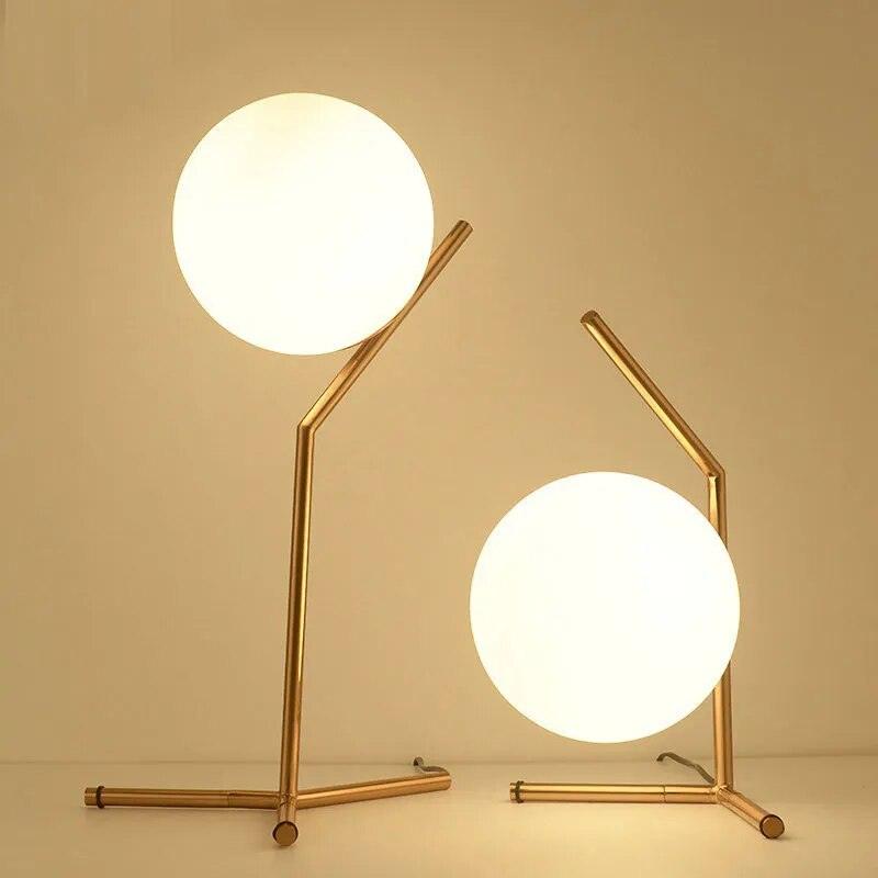 Modern Glass Ball Table Lamp Side Table Light E27 Loft for Bedroom Bed