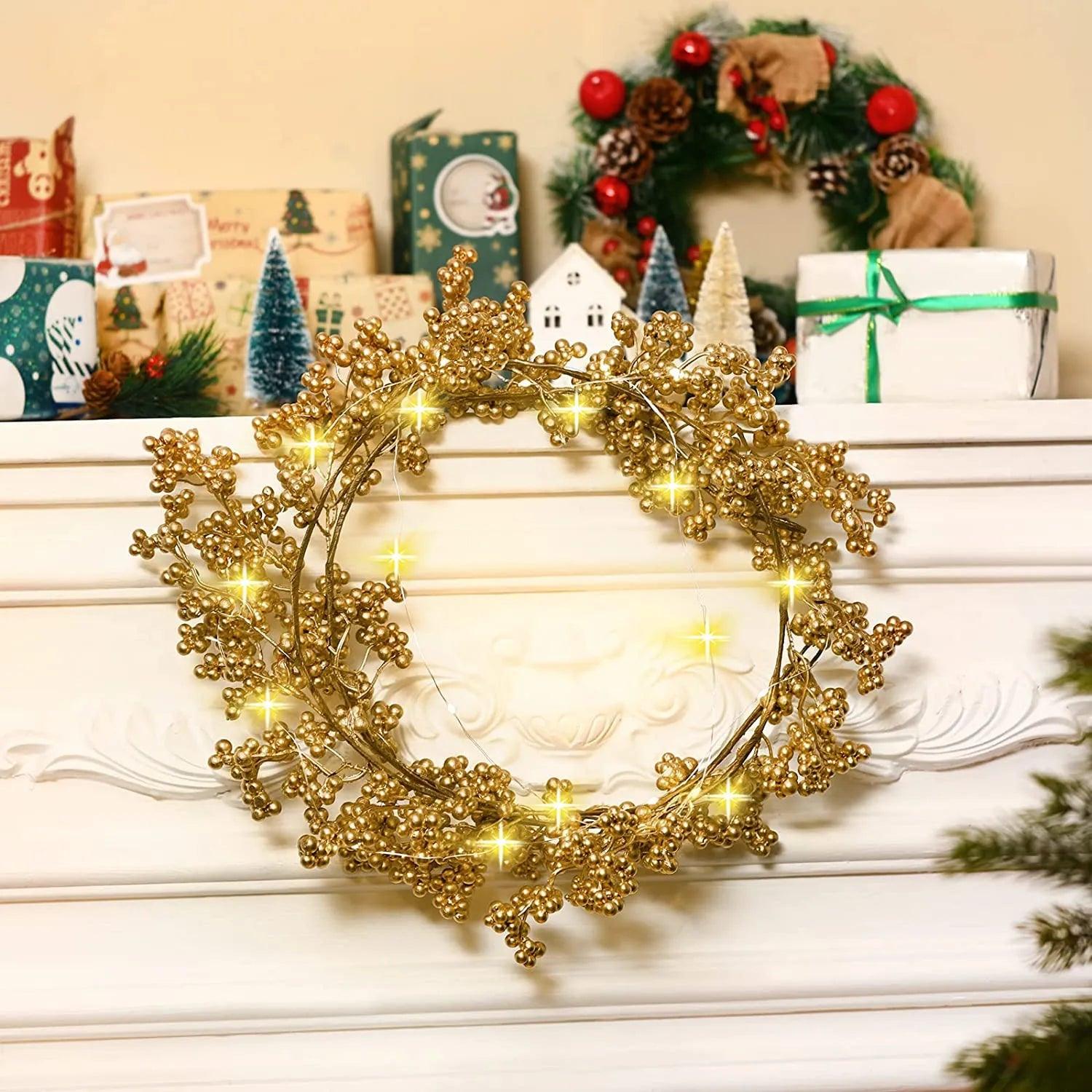 5.9ft/180cm Red Berry Christmas Garland Optional lighting Gold Silver - MaxwellVerBeek.com